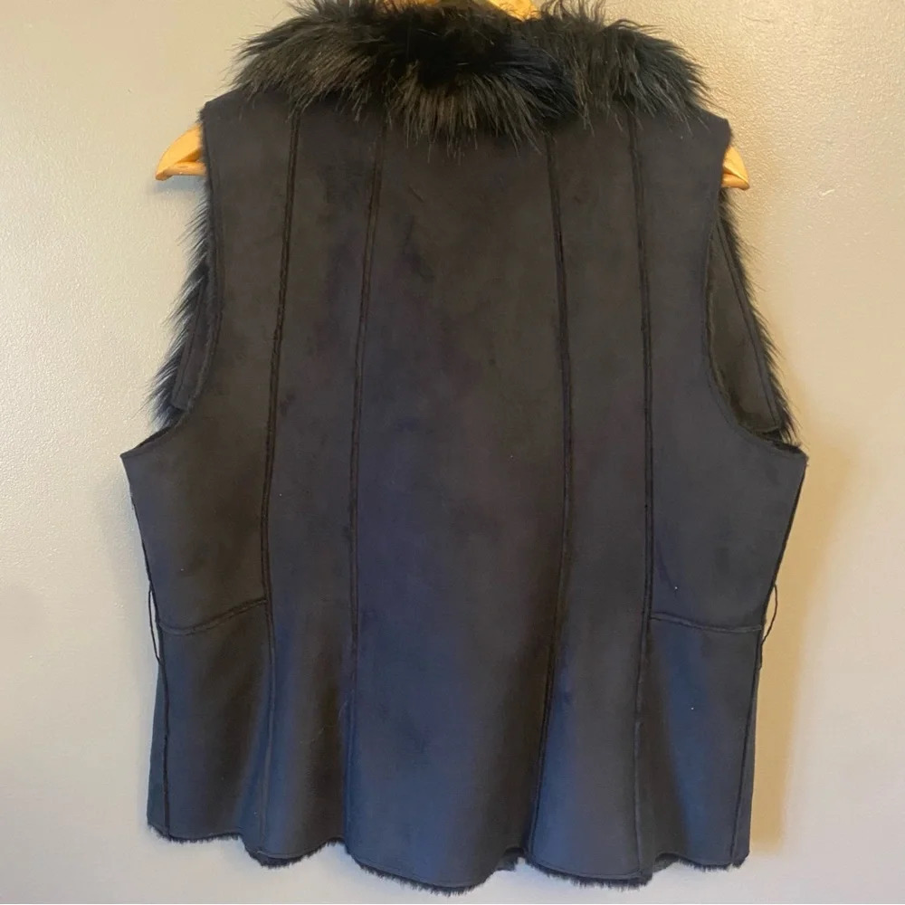 Rachel Zoe RLZ Faux Fur Black Vest size Medium Mobwife whimsigoth - Picture 2 of 11